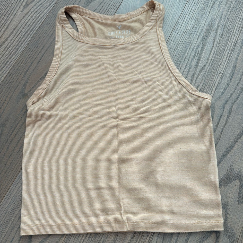 American Eagle Outfitters Striped Tan Tank
